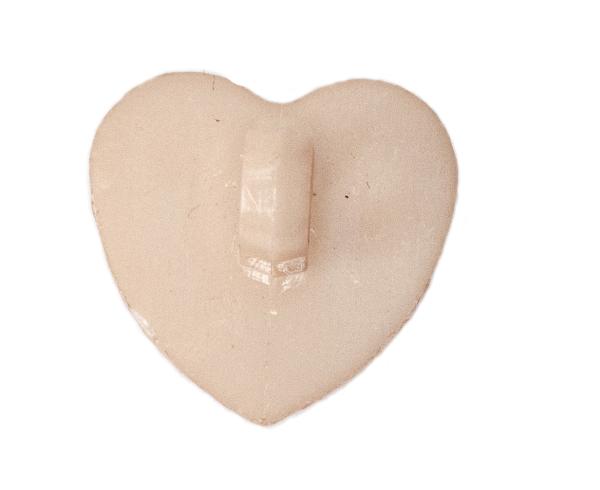 Bouton pour enfants en forme de coeur en plastique beige 14 mm 0.55 inch